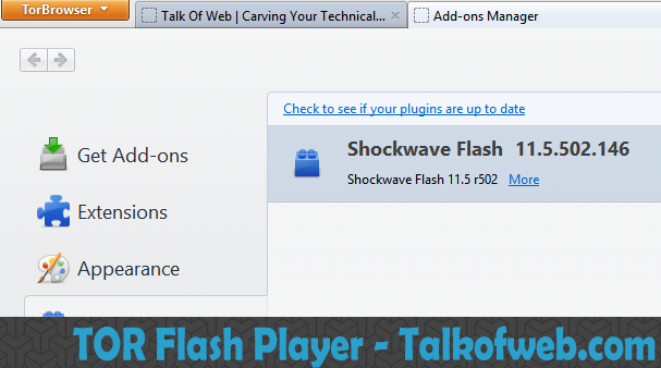 flash player to tor browser hyrda