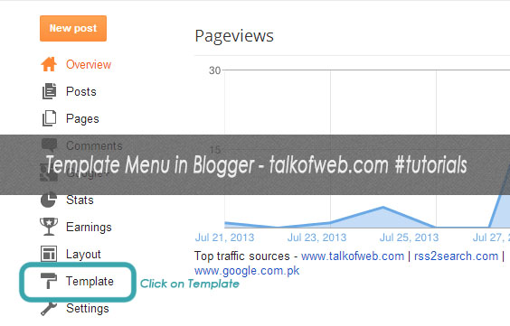 Edit Template menu in Blogger Edit Template menu in Blogger