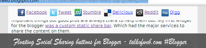 Fixed Social Sharing bar For Blogger with post page