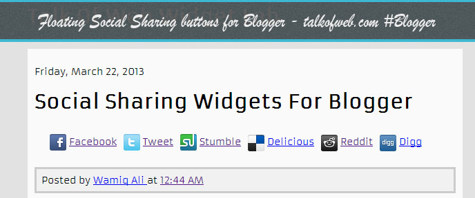 Floating Social Share Buttons For Blogger