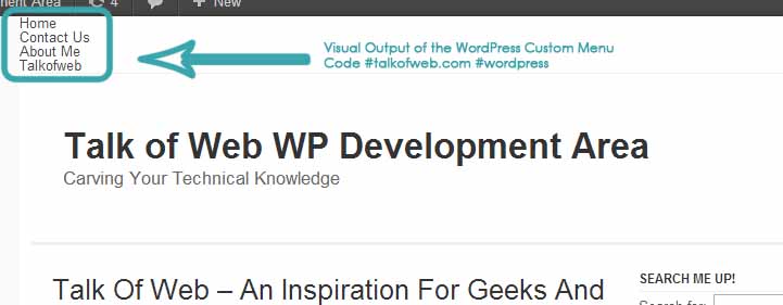 Output View of the WordPress custom Menu for Navigation Output View of the WordPress custom Menu for Navigation