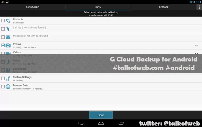 G Cloud backup