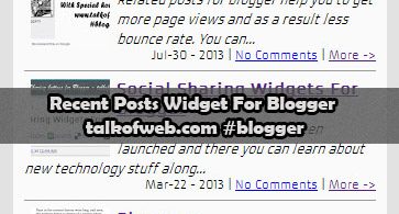 Recent Posts For Blogger
