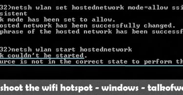 The hosted network could not be started