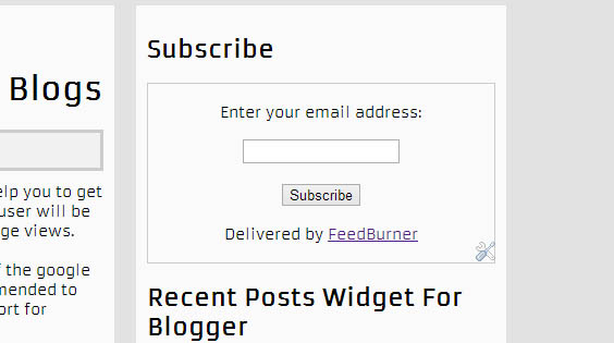 Subscription Form for Blogger