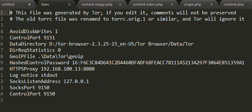 Proxy connection refused. Torrc file. Файл torrc что должен содержать.