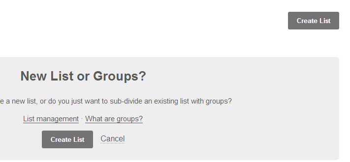 1- Create List Mail Chimp - Free Email subscription service