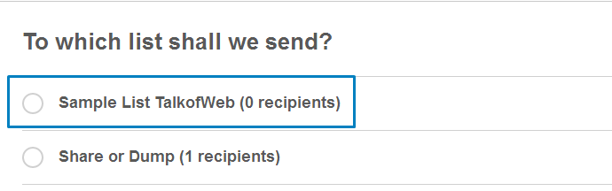 4- Selecting the List For Sending Emails