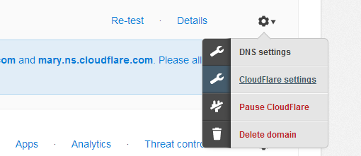 Cloudlfare Settings