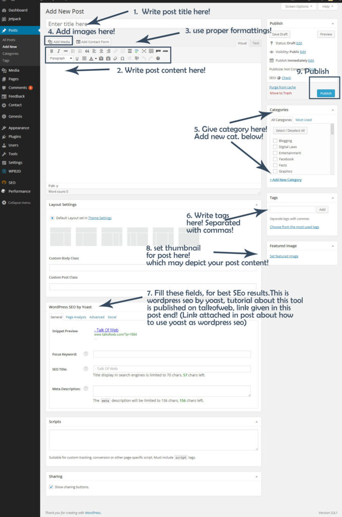 how to compose wordpress post