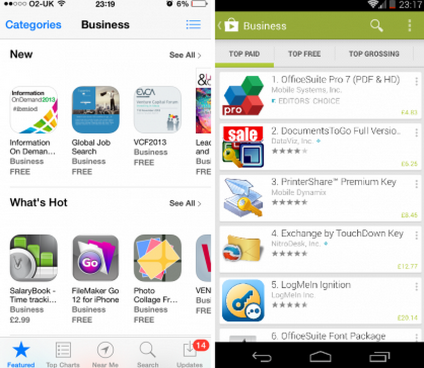 Google Play Store Vs. the iOS Store