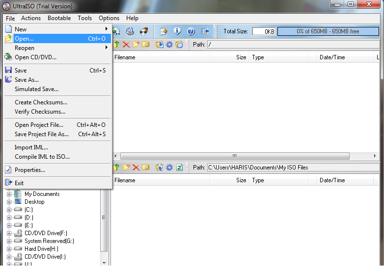 how to make a bootable USB - UltraISO 1
