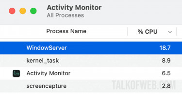 WindowServer in Activity Monitor